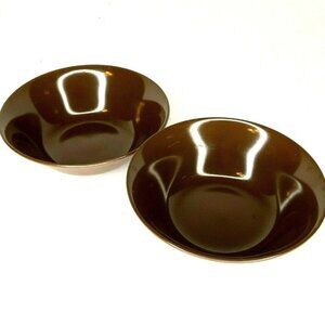 Texas Ware Vintage Mid Century Dark Brown A2 Cereal Dessert Bowls Set of 2